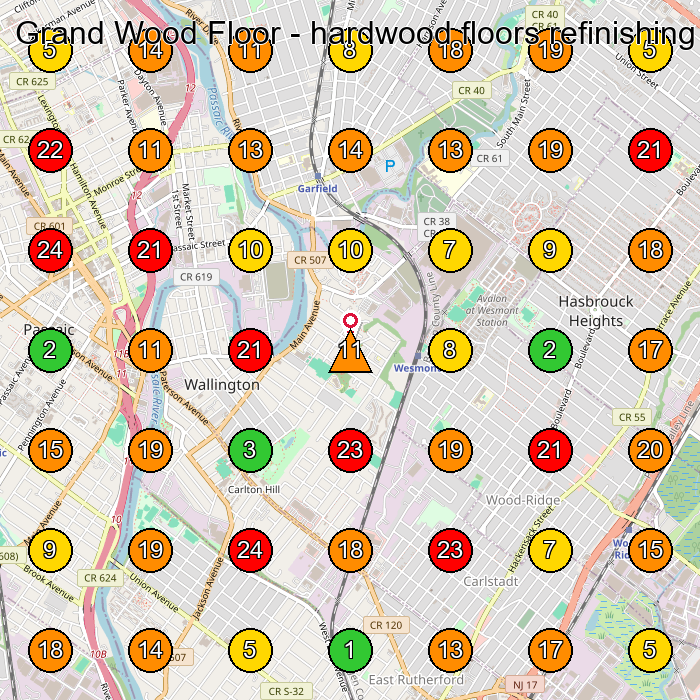 Grand Wood Floor - hardwood floors refinishing Wood Floor Refinishing Service GeoGrid ranking map for Wallington NJ